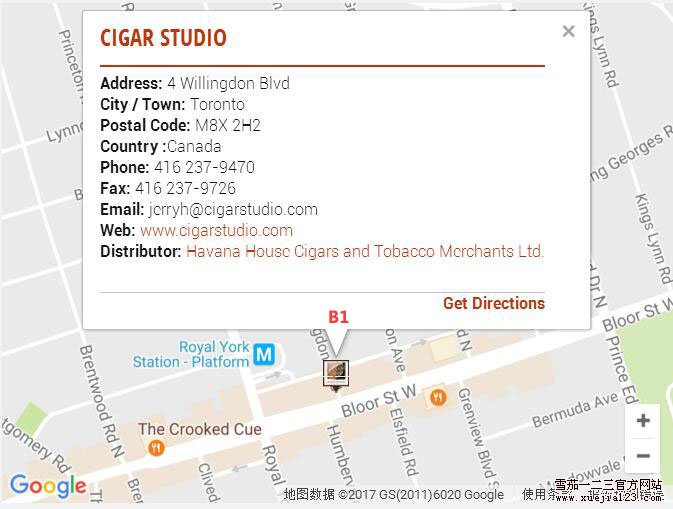 哈瓦那之家LCDH地图-加拿大多伦多 CIGAR STUDIO